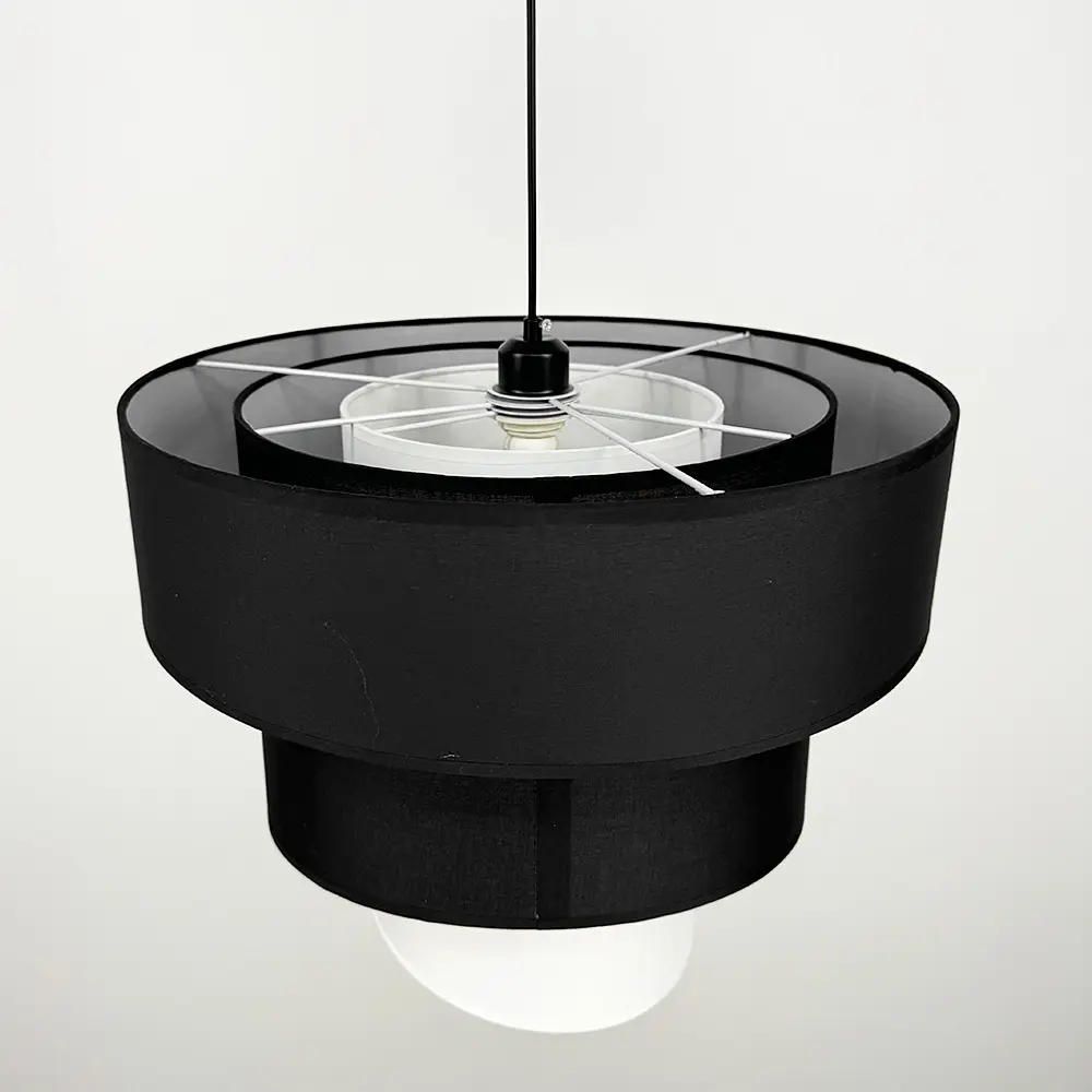 Дизайнерская люстра IONOS 2 с текстильным абажуром Line.F MJ 159-500 BK+BK+WT - фото 2
