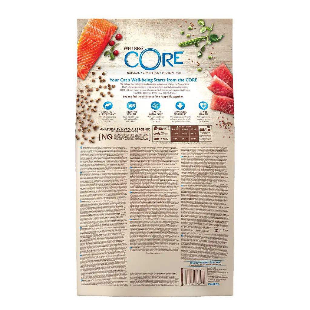 Сухий корм для дорослих котів Wellness CORE Adult Ocean з лососем та тунцем 4кг - фото 2