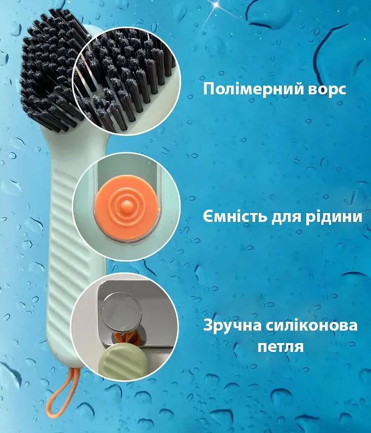 Щетка для чистки одежды и обуви мятная 17х4.5см многофункциональная щетка с дозатором моющего средства - фото 7