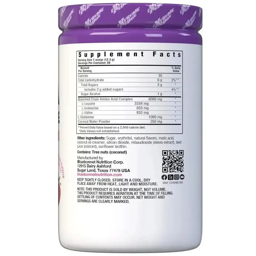 Амінокислоти BCAA Bluebonnet Nutrition Extreme Edge BCAA + Glutamine Powder Strawberry Kiwi 375 г - фото 2