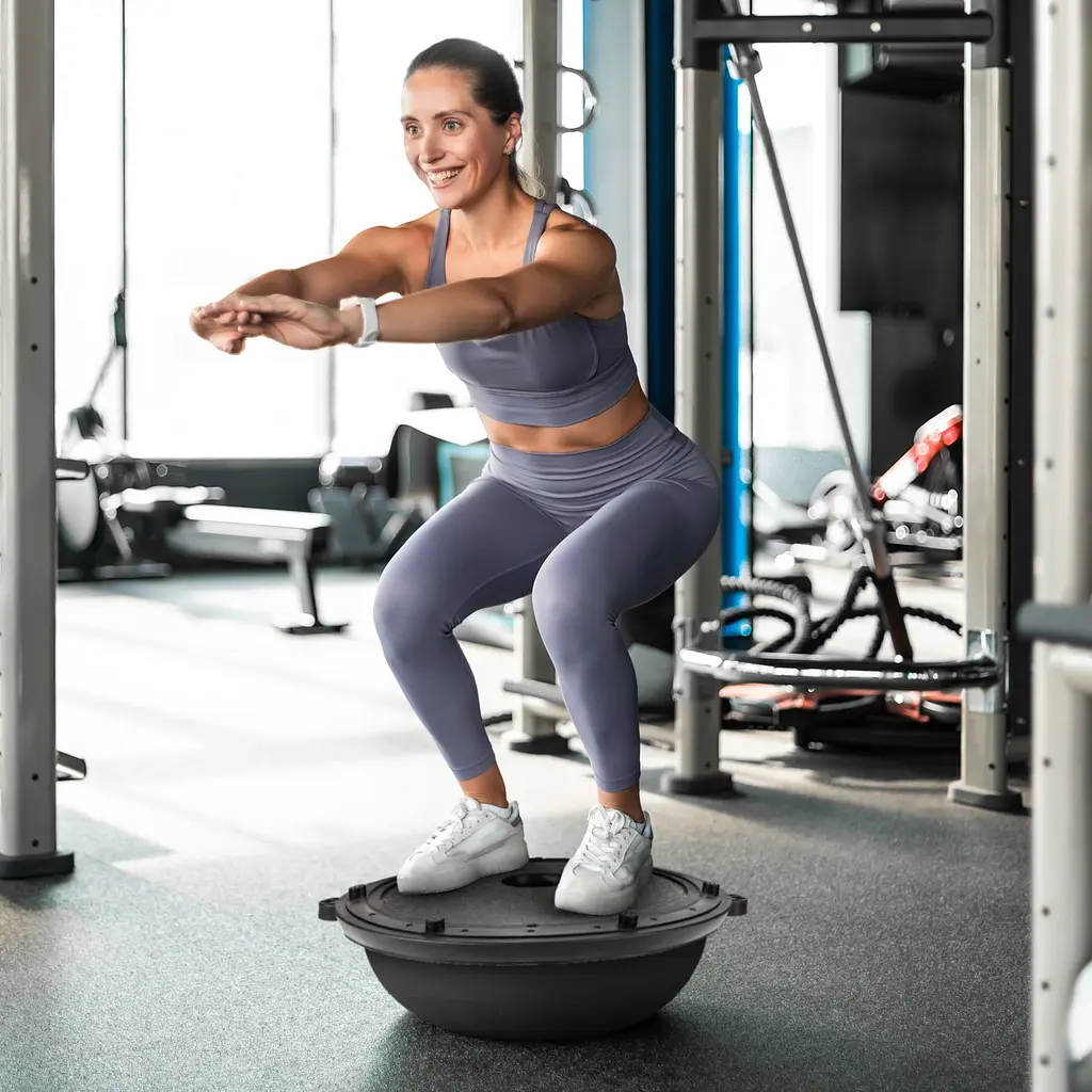 Балансувальна півсфера Gymtek Flex Core Half Ball 58см з еспандерами + насос чорний - фото 6