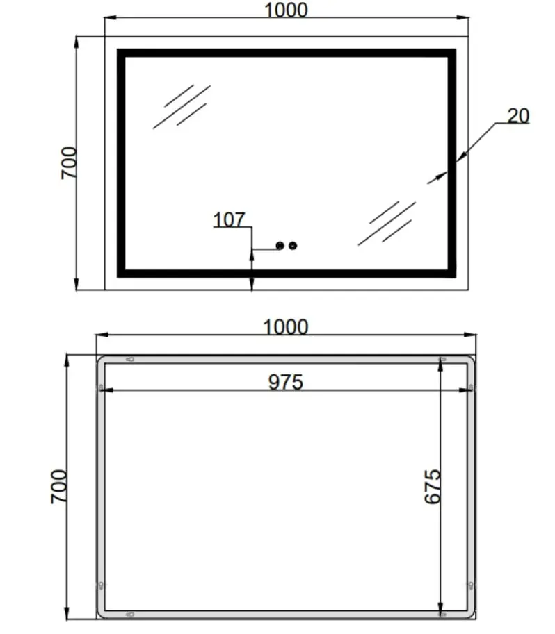 Дзеркало Qtap Mideya (MI1) прямокутне з LED-підсвічуванням Touch QT2078NCF10070 - фото 3