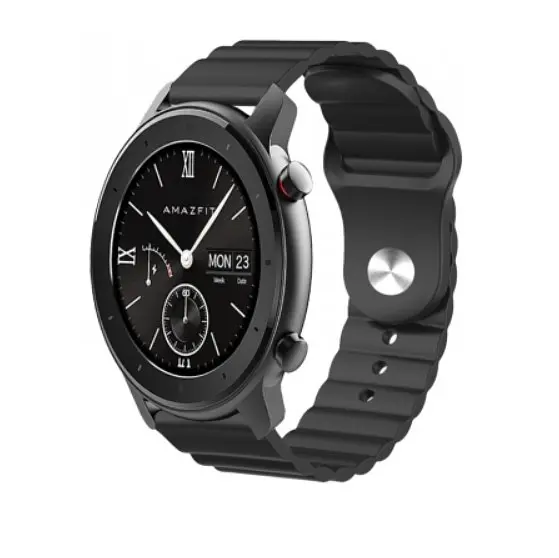 Ремінець BeWatch для Amazfit BIP/Bip Lite/Bip U/Pro/Mini/GTS/GTS 2 (E)/GTR 42мм силіконовий 20 мм Wave Чорний (1010701) - фото 7