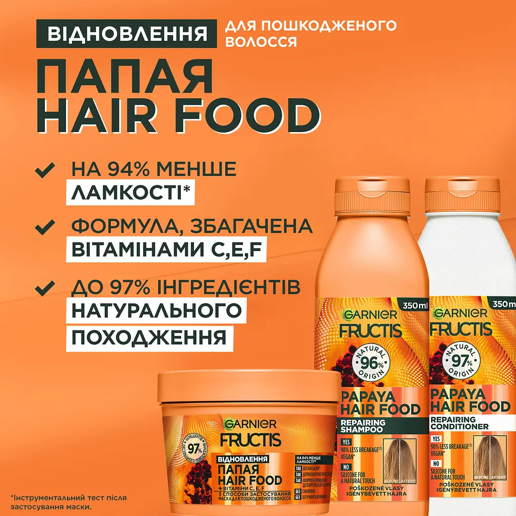Маска Garnier Fructis Hair Food Papaya для пошкодженого волосся 400 мл - фото 2