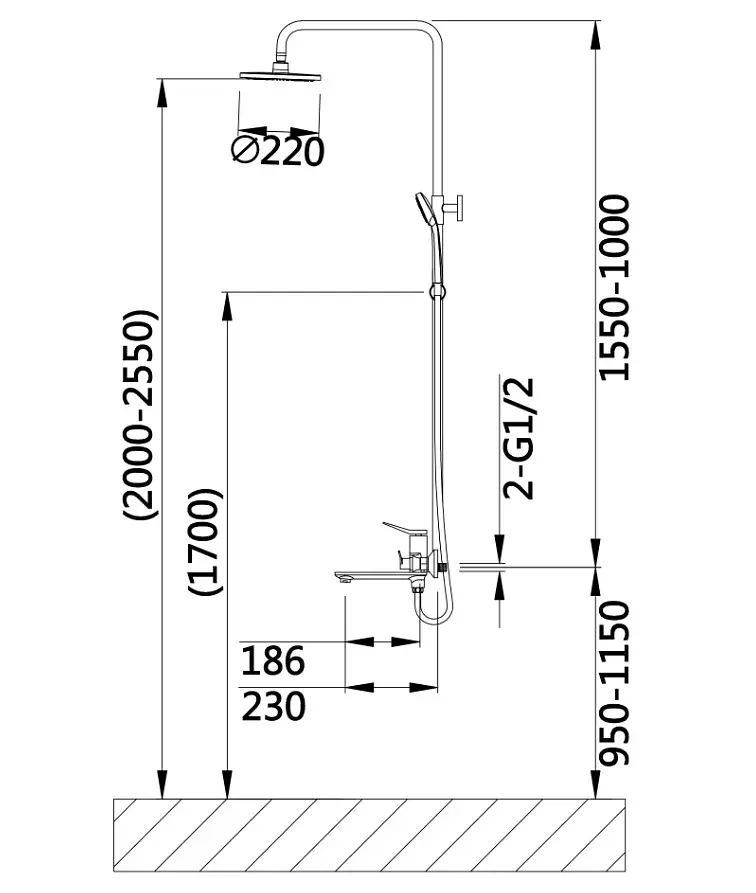 Душова система універсальна Qtap Presto Graphite QTPRE111GRP45585 - фото 9