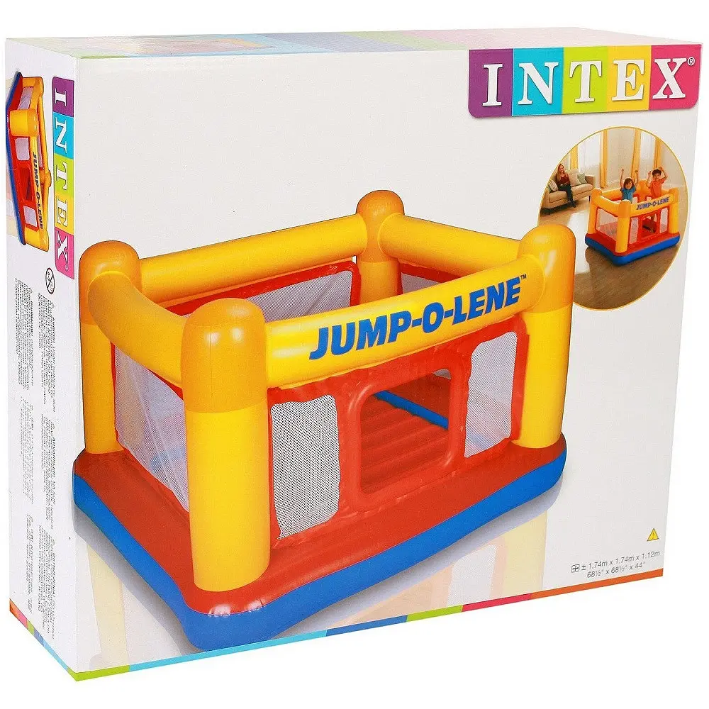 Батут дитячий надувний Intex Jump-O-Lene 174×174×112 см, манеж для стрибків з захисною сіткою, 3–6 років, 54 кг - фото 9
