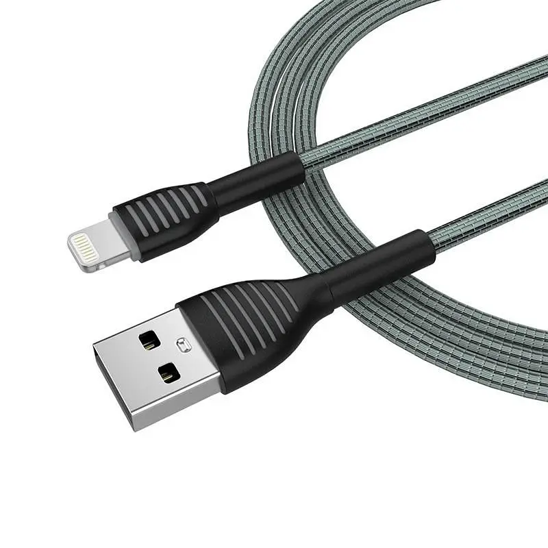 Кабель ColorWay USB - Lightning (M/M), braided cloth, 3 А, 1 м, Gray (CW-CBUL041-GR) - фото 3