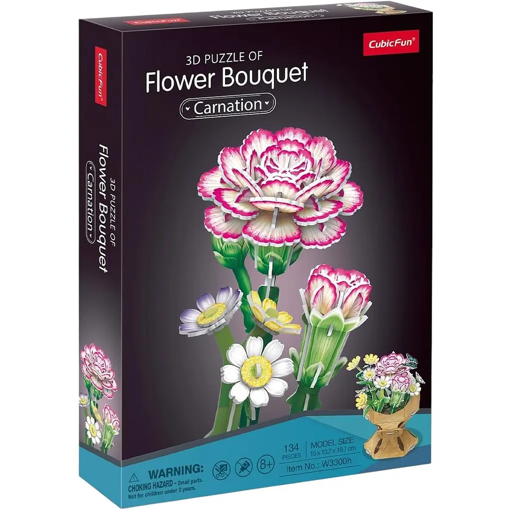 Трехмерная головоломка-конструктор Cubic Fun Flower Bouquet Carnation Букет цветов Гвоздики (W3300h) - фото 2