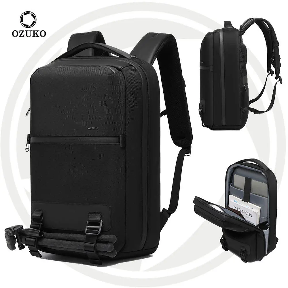 Рюкзак міський Ozuko 9851 чоловічий з USB портом та відсіком для ноутбука до 15.6' 21л Black (19358) - фото 2