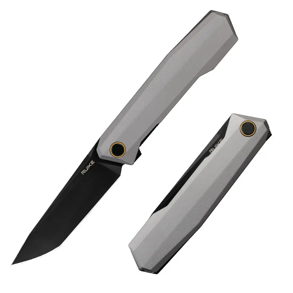 Ніж складаний туристичний Ruike P166-AК, (9.2 см) 14C28N/Aluminum сірий