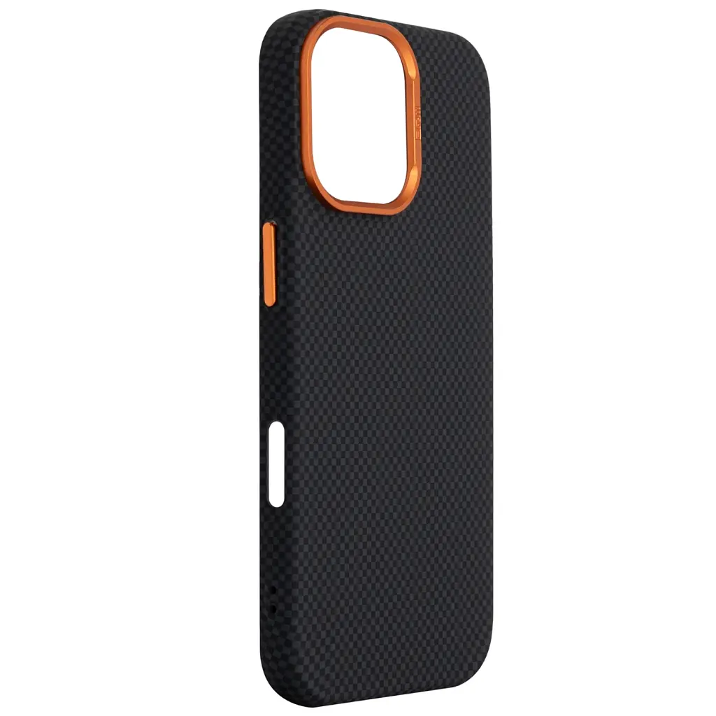 Чохол до мобільного телефона Armorstandart LikeCarbon2 SE MagCase Apple iPhone 17 Kevlar Black Orange (ARM89163) - фото 3