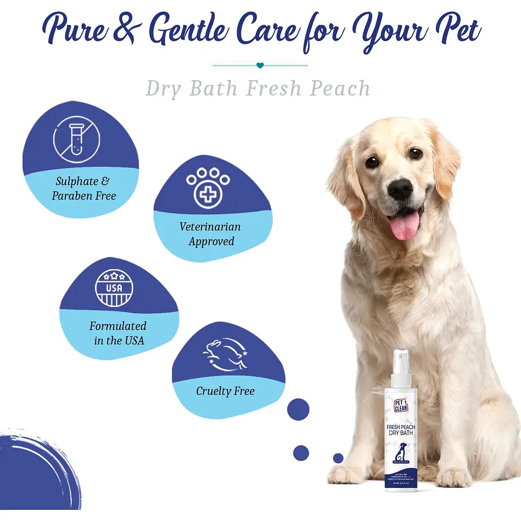 Сухий шампунь Pet Clean Dry Bath Fresh Peach для домашніх тварин з ароматом персику 250 мл - фото 5