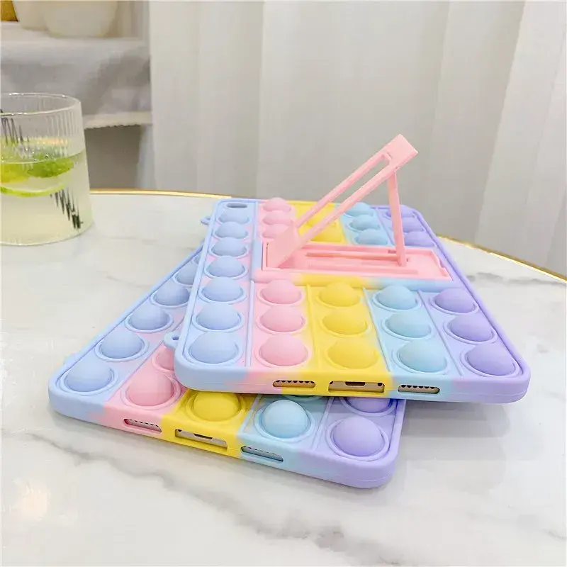 Чехол SoftGel Kids детский pop-it Samsung Galaxy Tab A9 8.7 SM X110 X115 Радуга Фиолетовый - фото 4