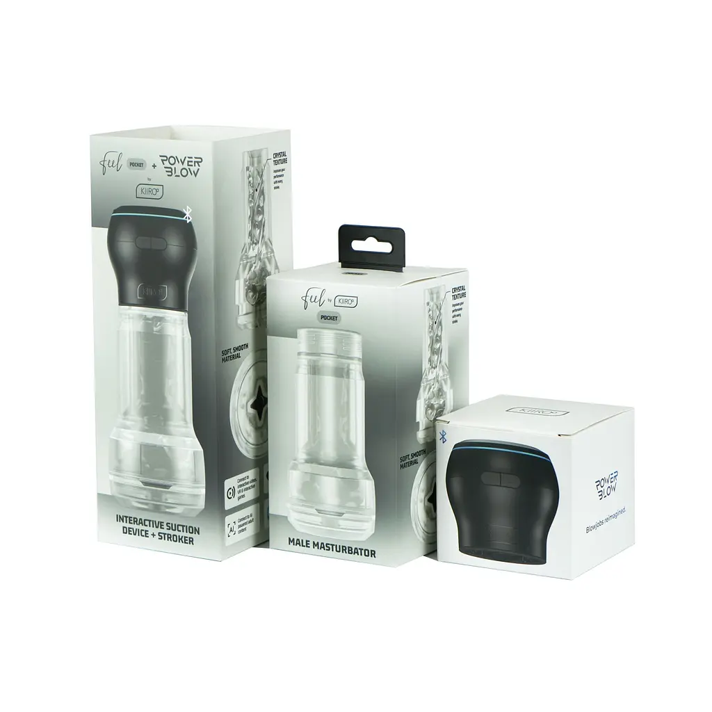 Мастурбатор Kiiroo Feel Pocket Crystal зі всмоктувальною інтерактивною насадкою PowerBlow Combo Set - фото 9