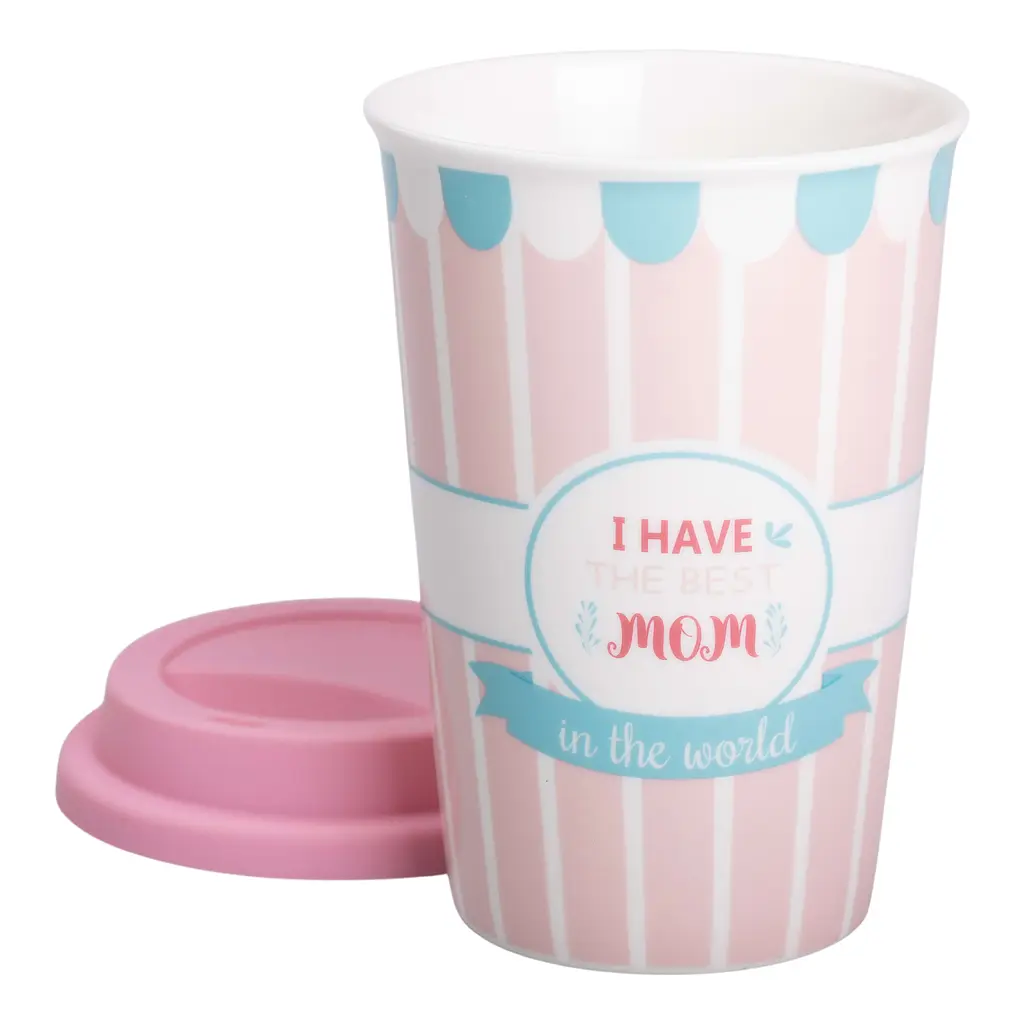 Стакан керамический Liling Rongxiang Ceramic i have the best mom с силиконовой крышкой 420 мл RX-N240288HM - фото 2