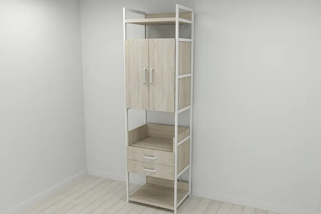 Шафа Гардероб Уні секція 5 серії Конект Ferrum-decor 220x60x50см Білий метал ДСП Дуб Сонома 32 мм (FRD-104521) - фото 7
