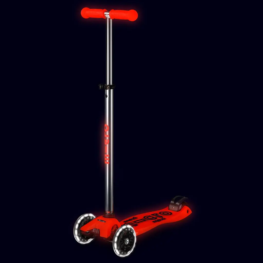 Самокат MICRO серії "Maxi Deluxe Glow LED" – ЧЕРВОНА АУРА (до 50 kg, 3-х колісний, світло) Micro MMD368 - фото 7