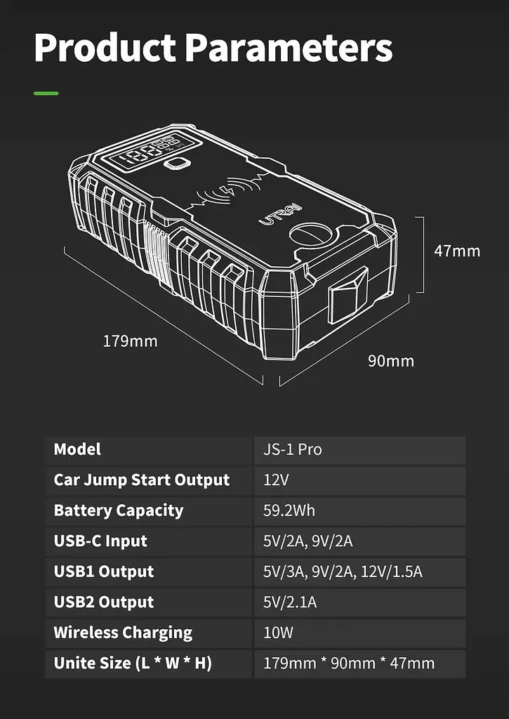 Пуско-зарядний пристрій 2500A 12V UTRAI JS-1 Pro Jump Starter Utrai Jstar One - фото 10
