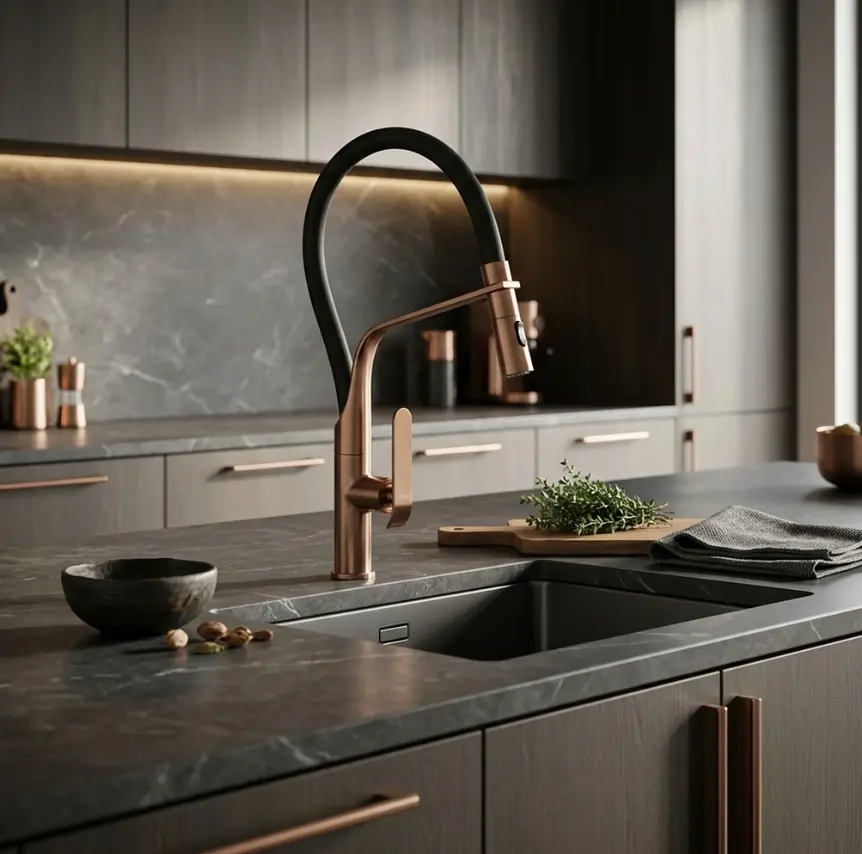 Змішувач для кухні Rea Castor із гнучким виливом black brushed copper REA-B4320 - фото 2