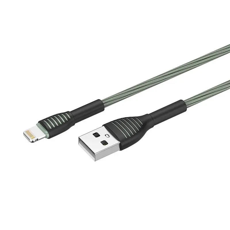 Кабель ColorWay USB - Lightning (M/M), braided cloth, 3 А, 1 м, Gray (CW-CBUL041-GR) - фото 2