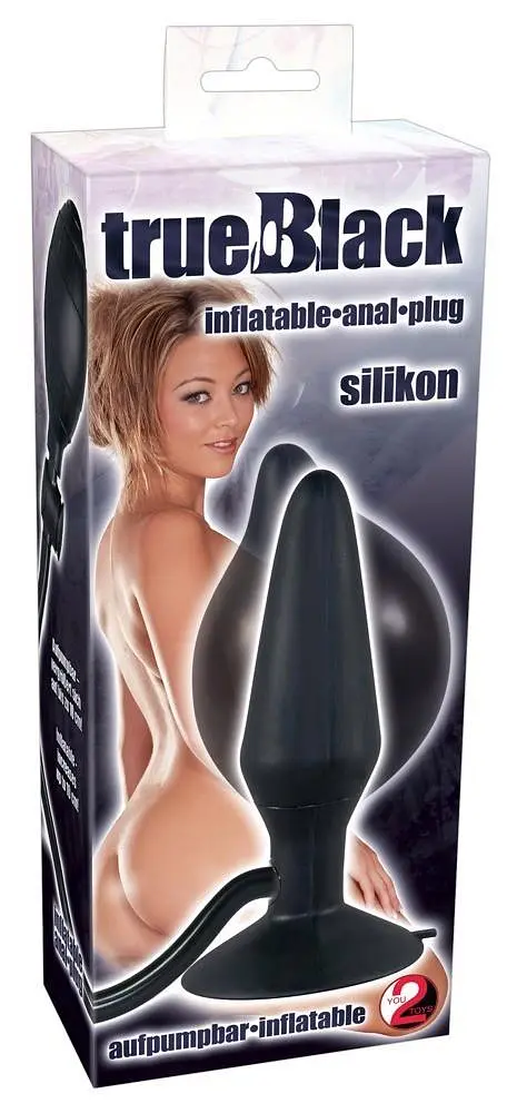 Анальна пробка True Black Inflatable Anal Plug 15 см (чорний) - фото 5