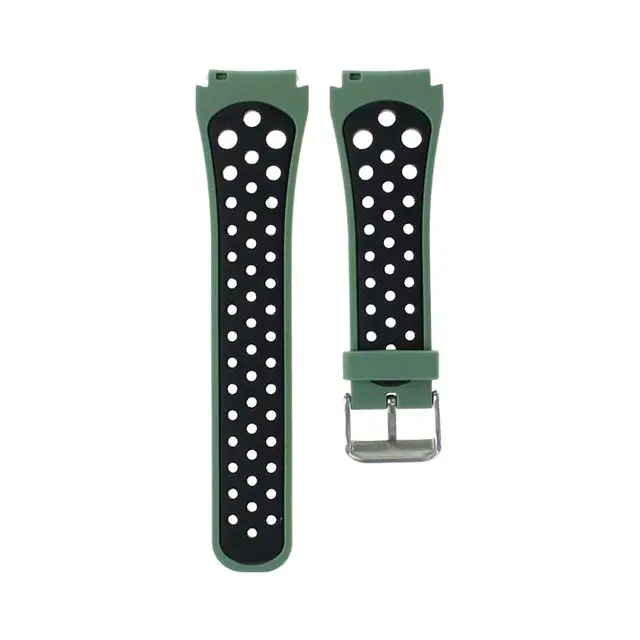Силіконовий перфорований ремінець Watchbands Samsung Galaxy Watch 46mm Silver - зелено-чорний (WB008GREENBLACK-2021-2) - фото 2