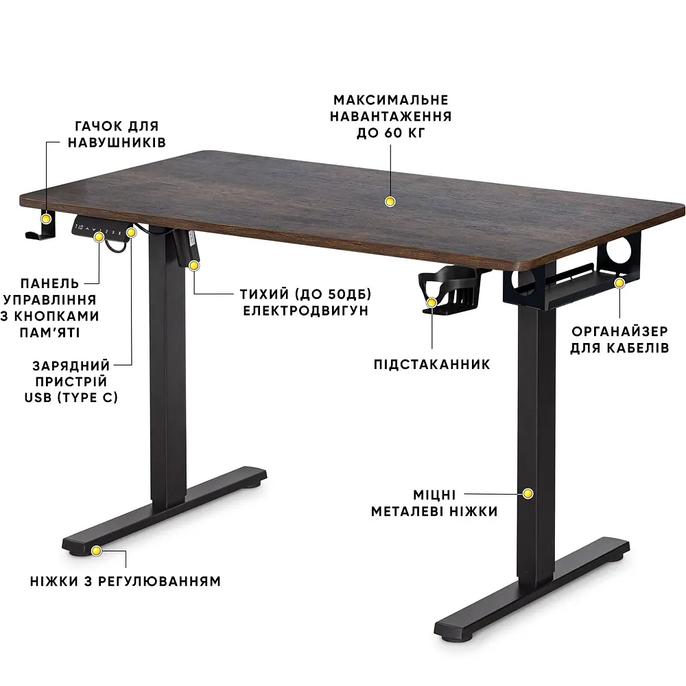 Стіл Mealux PowerDesk Lite Antique з електрорегулюванням висоти (арт. EVO-201 Lite Antique/B) - фото 2