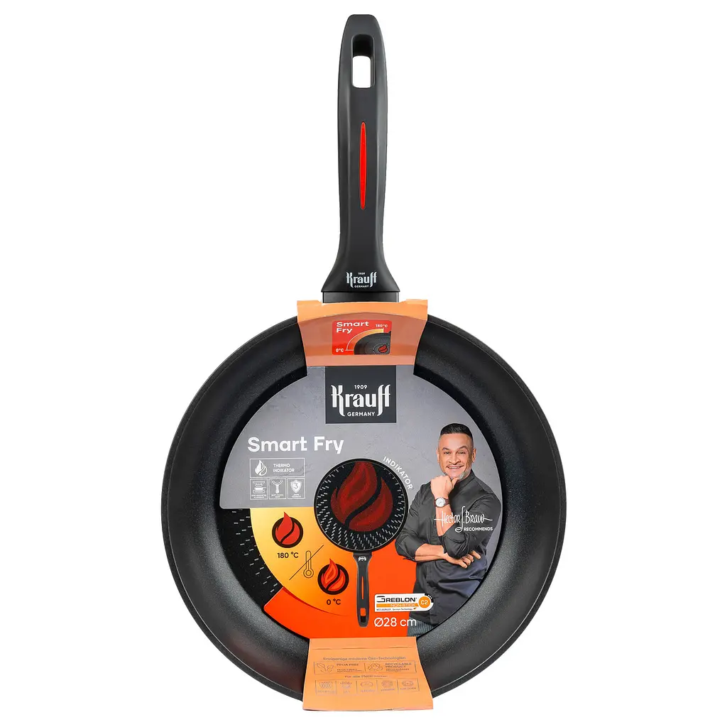 Набір сковорідок 28 см,24 см та Сковорідка WOK 28 см Smart Fry + Дошка кухонна та Френч-прес 1000мл - фото 2