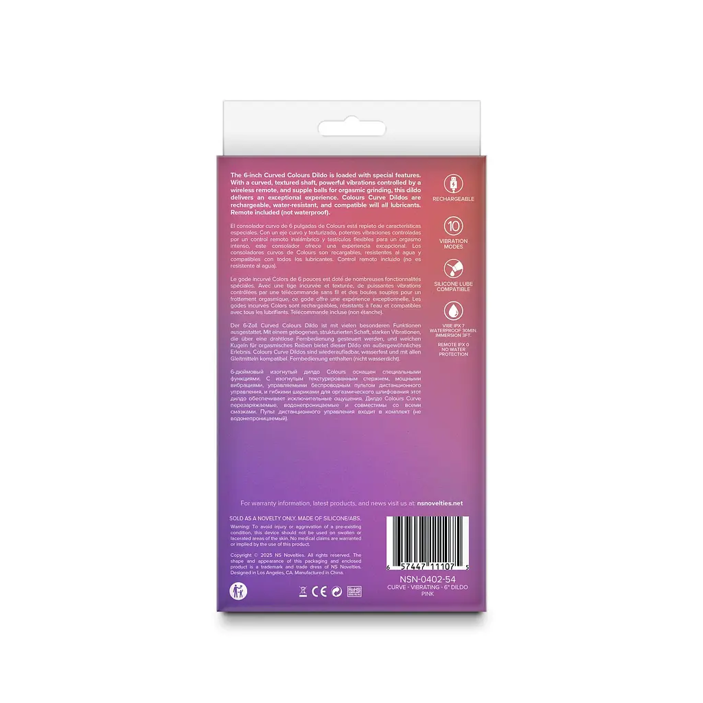 Дилдо NS Novelties Colours Curve Vibrating 6 Dildo с вибрацией - фото 4