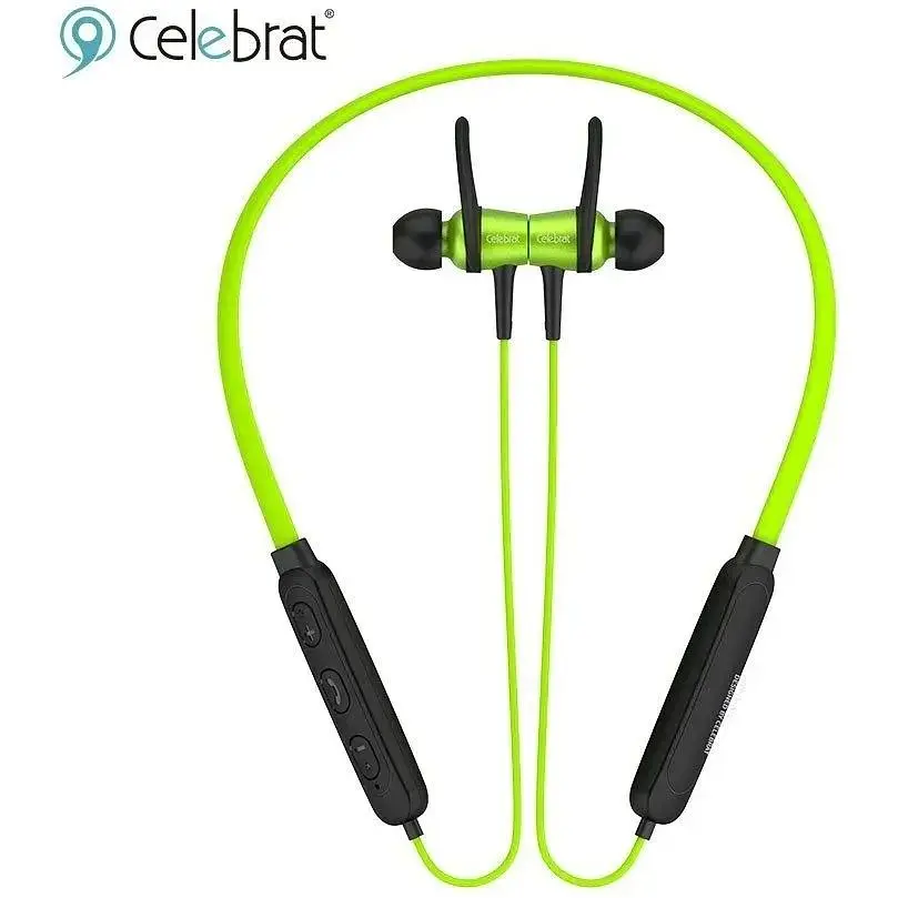 Наушники беспроводные с затылочной дугой Celebrat A15 зеленые - фото 5