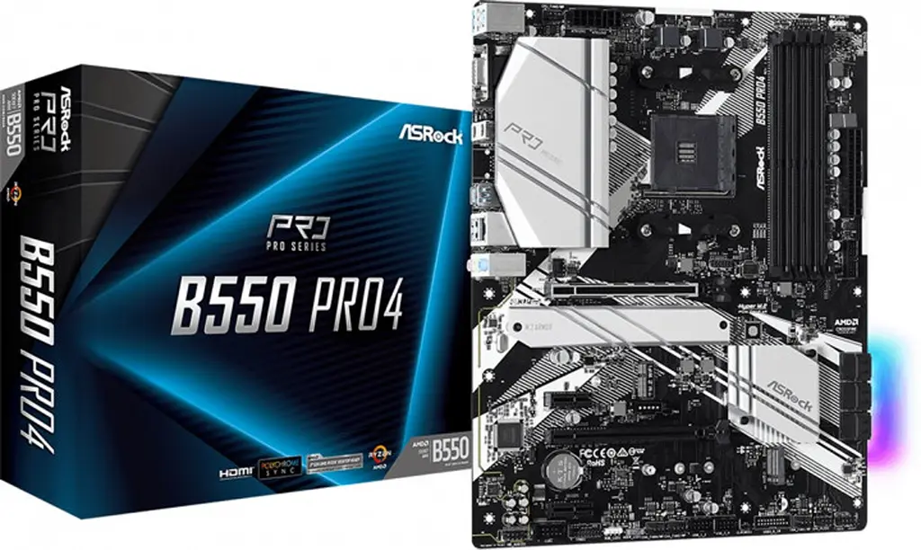 ASRock B550 Pro4 (AM4/B550, 4*DDR4, 2xPCIex16, HDMI/VGA, 6xSATAIII, 3xM.2, GLan, 7.1ch, ATX) - фото 5