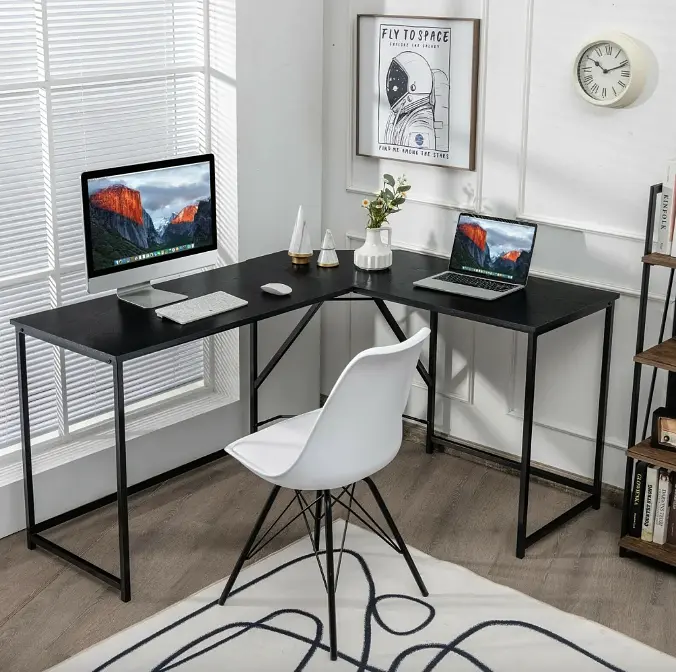 Комп'ютерний стіл Costway Rubin L-подібний в стилі Loft чорний - фото 3
