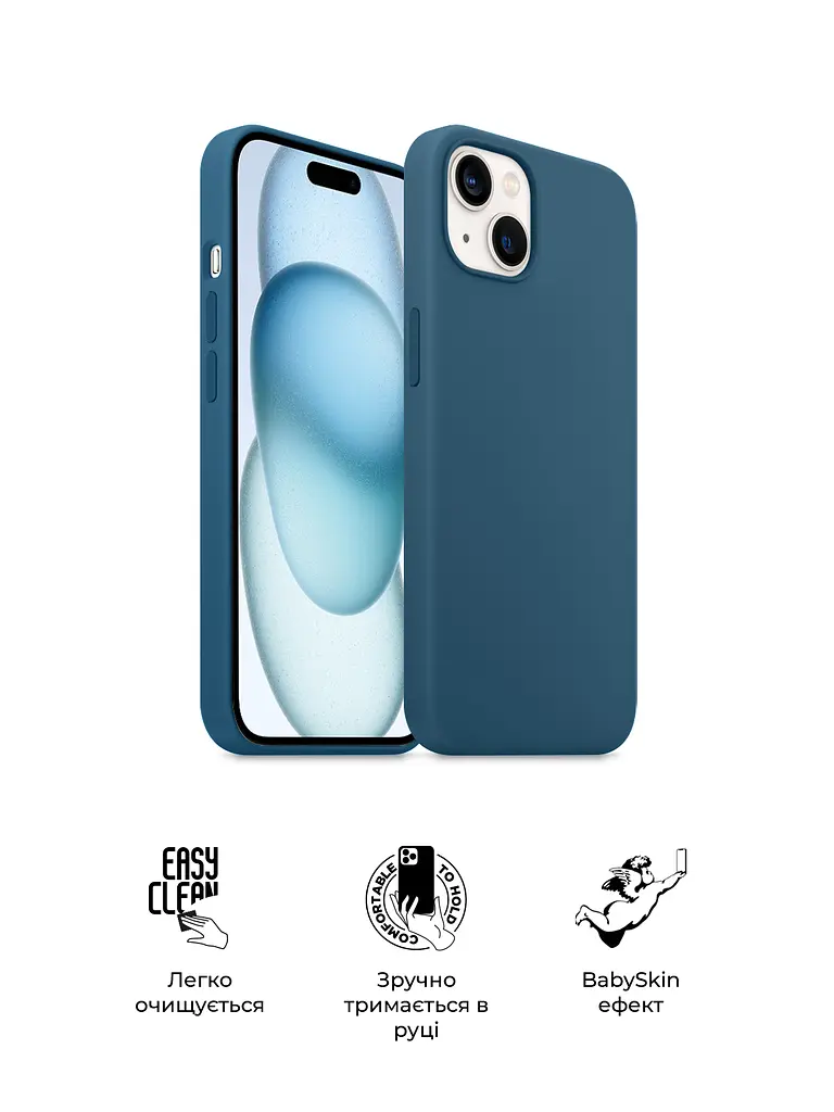 Силиконовый чехол для Apple iPhone 15 Plus, ICON2 Case, синий, противоударный, панель, защита всего корпуса, матовая поверхность Soft Touch, выступает над дисплеем, совместим с защитными стеклами и пленками, с микрофиброй, ArmorStandart (ARM70514) - фото 3
