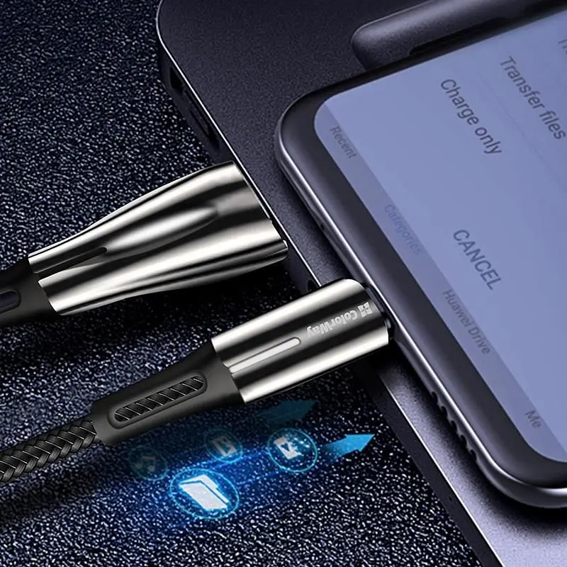 Кабель ColorWay USB - micro USB (M/M), Zinc Alloy + Led, 2.4 А, 1 м, Black (CW-CBUM035-BK) - фото 7