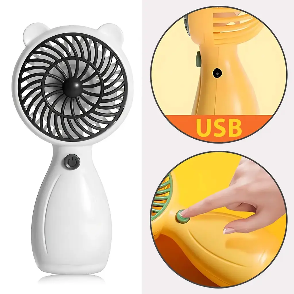 Портативний ручний вентилятор Handy Mini Fan JX-998 на акумуляторі з ручкою міні ветродуйка 2,5Вт Білий - фото 2