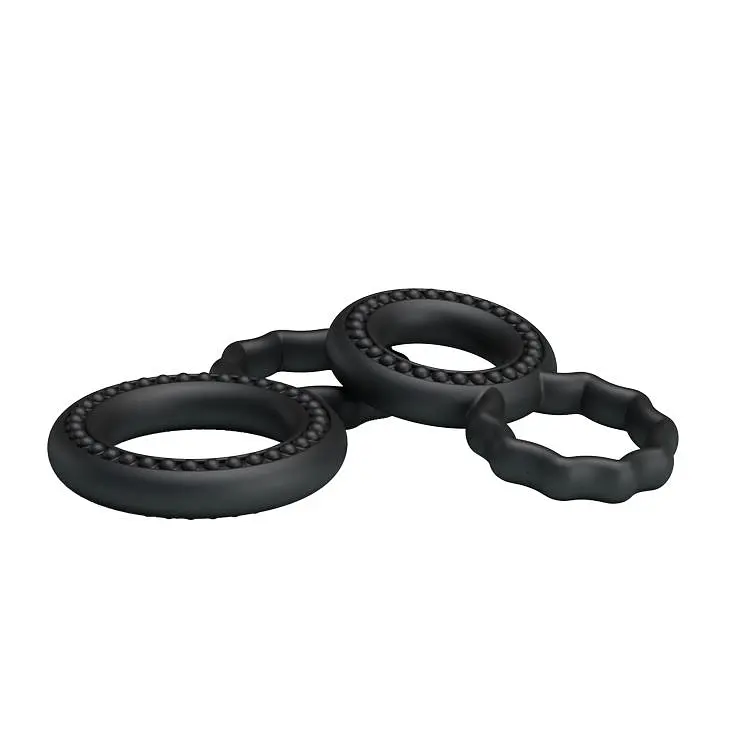 Ерекційне кільце Baile Cock Rings, набір 2 шт (чорний) - фото 5