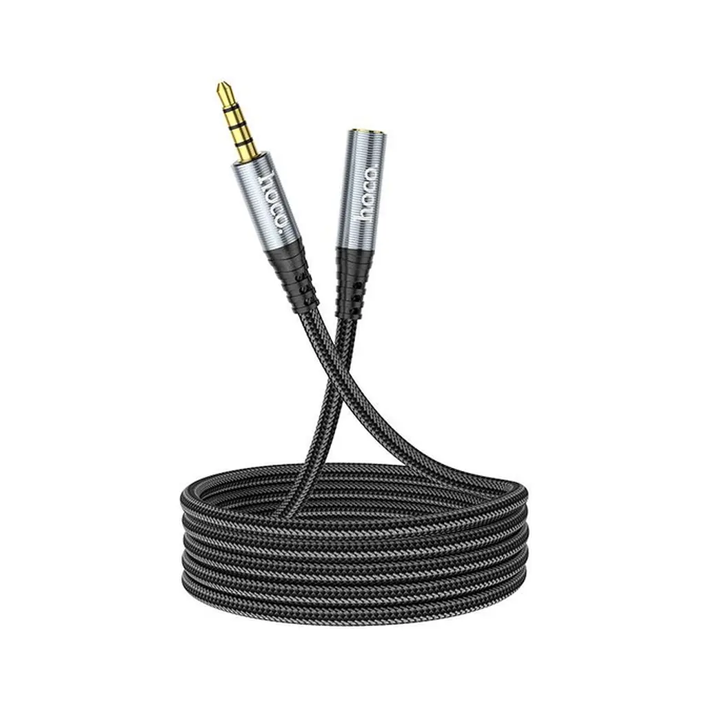 Кабель мультимедійний 3.5mm M to 3.5mm F 1.0m Gray HOCO (6931474762153)