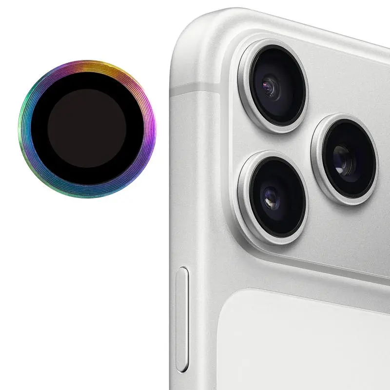 Захисне скло Metal Classic на камеру (у упак.) для Apple iPhone 17 Pro (6.3) / 17 Pro Max (6.9) Бузковий / Rainbow - фото 3