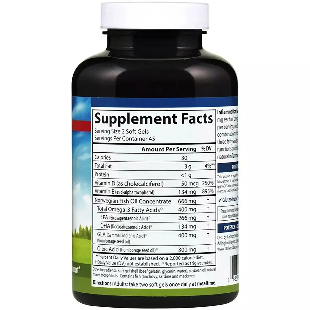 Протизапальний комплекс Carlson Inflammation Balance 90 желатинових капсул - фото 2