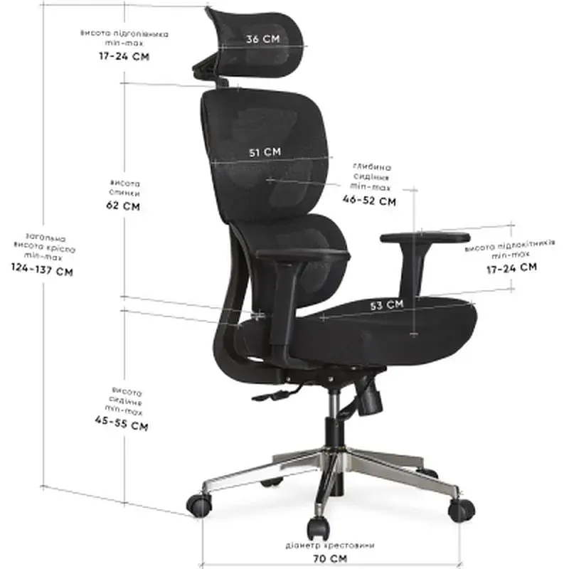 Офісне крісло Mealux D1 Air Fabric Black (HF-D1 F/B) - фото 10
