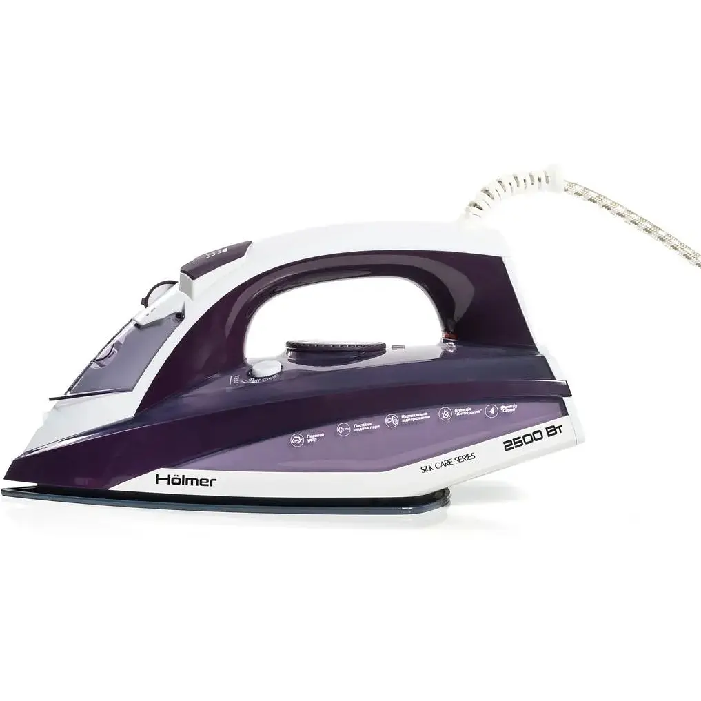 Праска Holmer HIC-2535, Violet/White, 2500W, кераміка, паровий удар 130 г/хв, постійна подача пари 30 г/хв, вертикальне відпарювання, очищення від накипу - фото 2