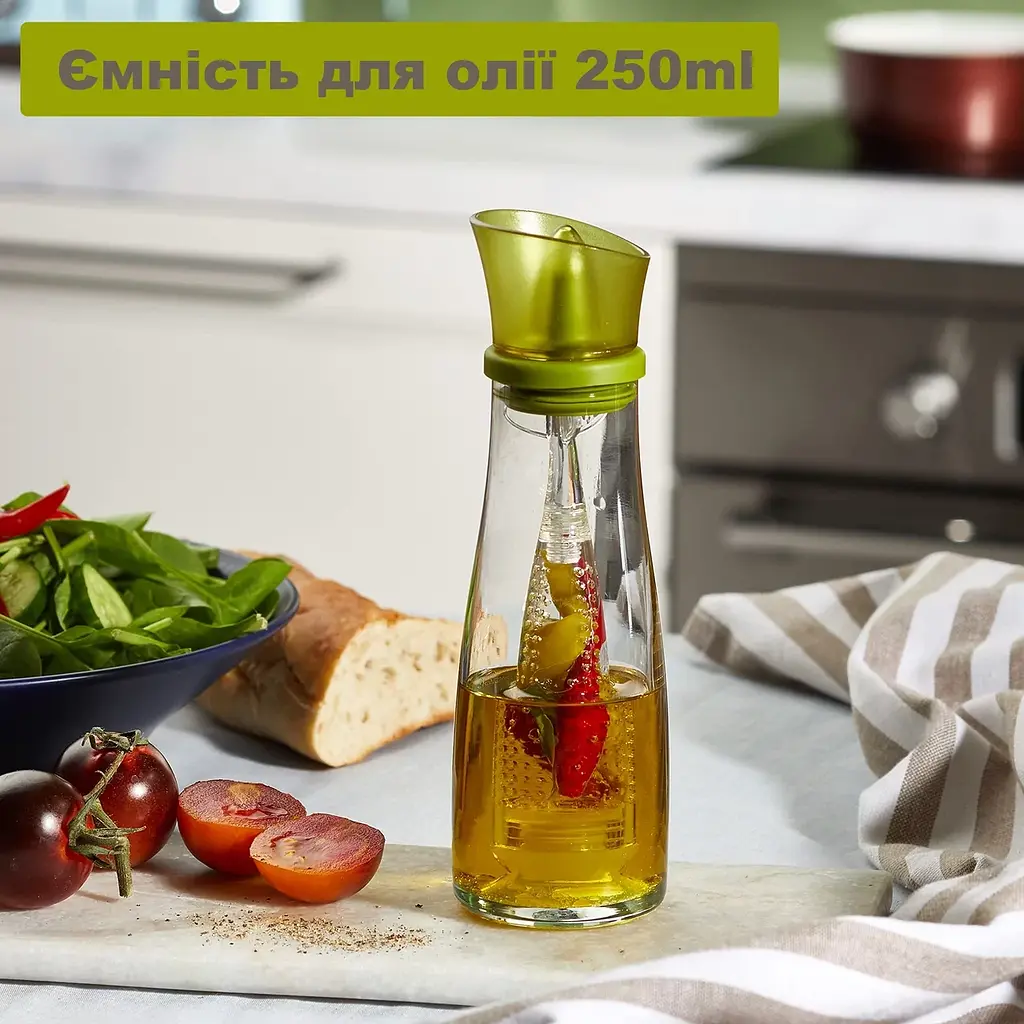 Диспенсер для олії BOTTLE пляшка для олії та оцту із ситечком для трав 250 мл - фото 2
