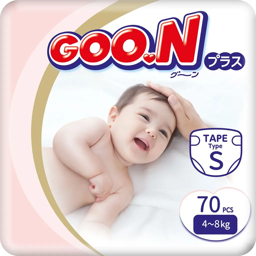 Упаковка підгузків Goo.N Plus S (4-8 кг) на липучках для дітей унісекс 140 шт. (70 шт. х 2 шт.) - фото 2