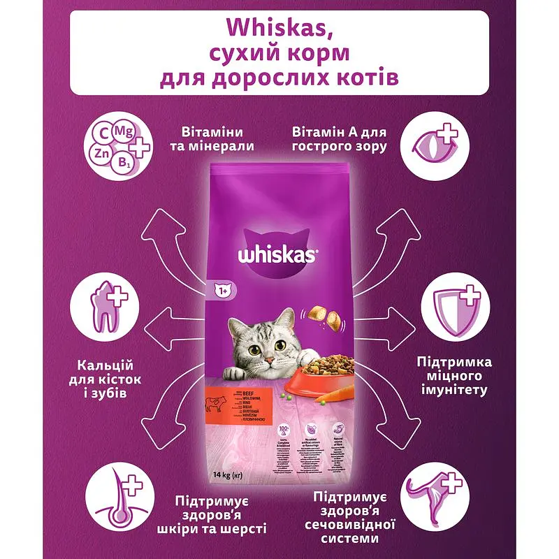 Сухий корм для котів Whiskas з яловичиною 14 кг - фото 4