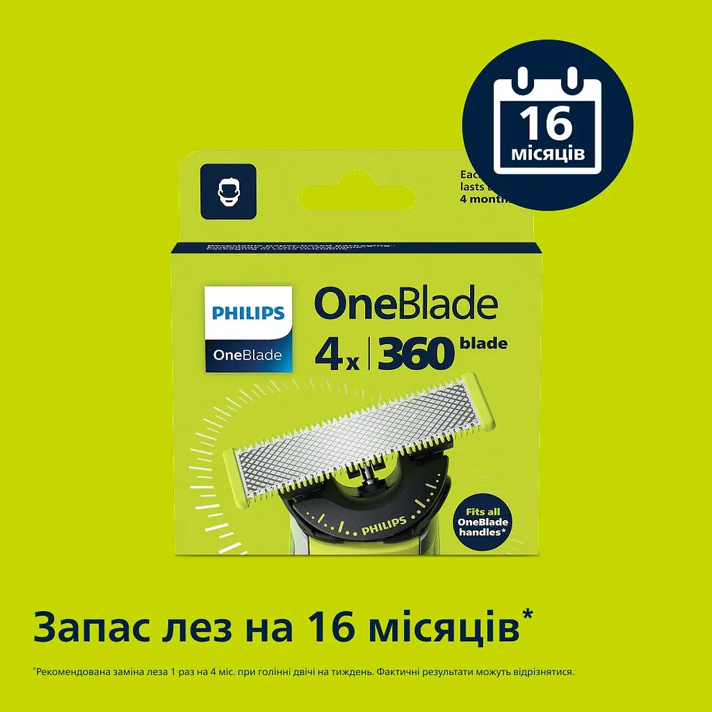Змінне плаваюче лезо Philips OneBlade 360 4 шт. (QP440/50) - фото 3