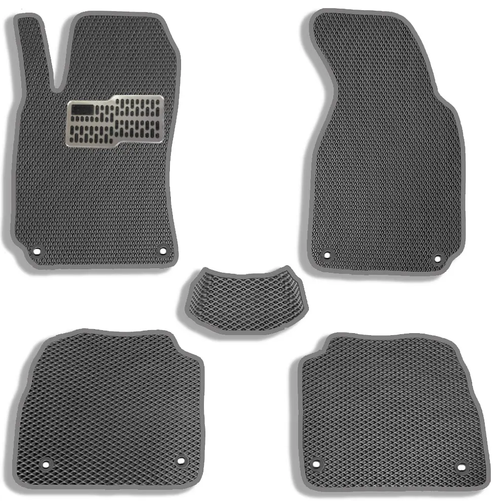 Килимки в салон EVA для Skoda SuperB 2001-2008 (Металевий підп'ятник) Чорні-Сірий кант 5 шт