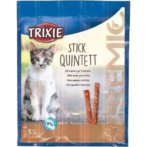 Ласощі для котів Trixie Premio Stick Quintett палички з ягням та індичкою 5 г 5 шт.
