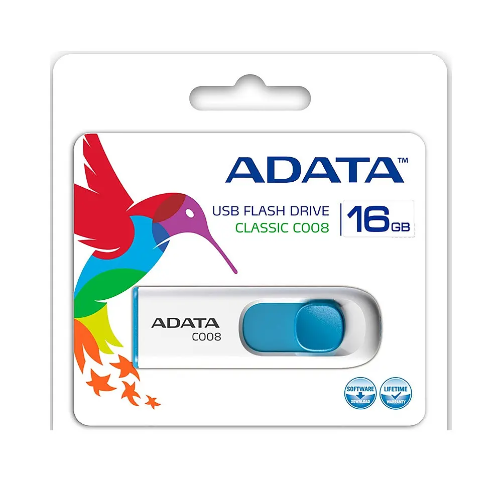 Флеш-накопичувач ADATA USB 2.0 C008 16Gb білий/блакитний - фото 2