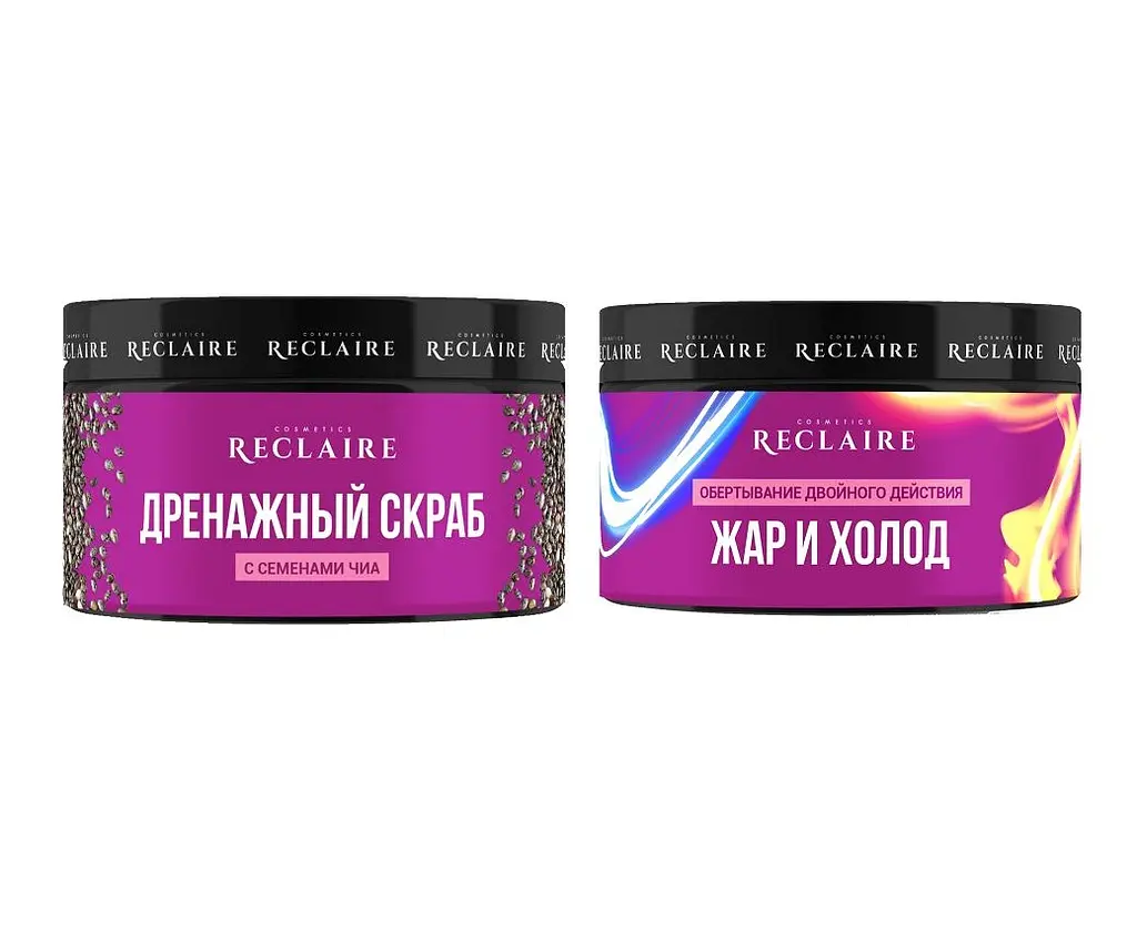 Двойной антицеллюлитный комплекс COLD/HOT Скраб + обертывание Reclaire 450 мл - фото 2