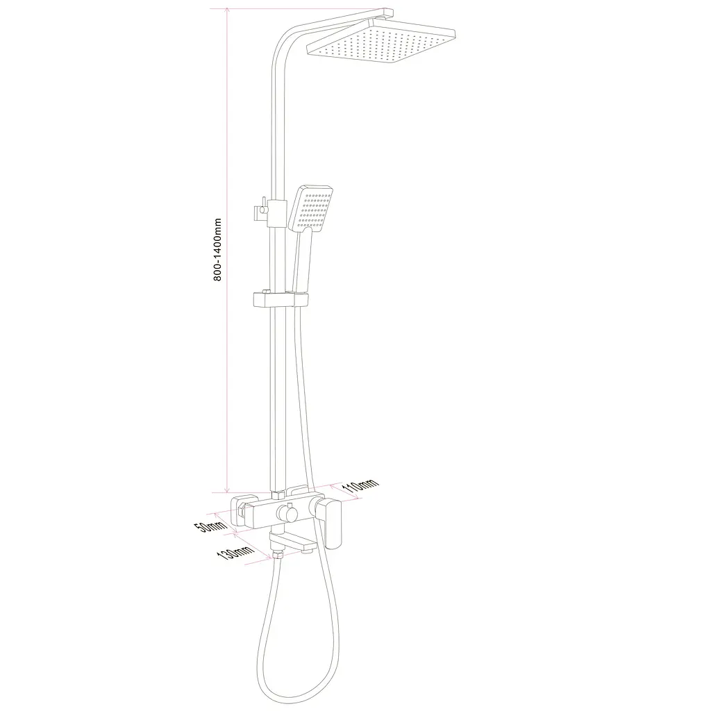 Душевая система Globus Lux ALFA GLAL-1007 смеситель с поворотным изливом для ванной комнаты латунь - фото 2